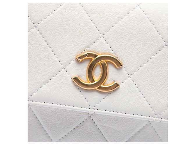 Chanel White Small Quilted Calfskin About Pearls Hobo Bianco - vista 5