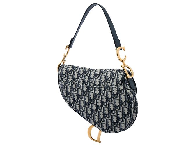 Borsa Saddle Dior in tela Oblique blu - vista 2