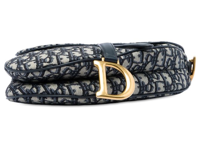 Borsa Saddle Dior in tela Oblique blu - vista 3
