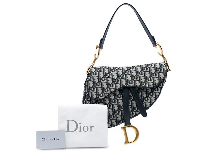 Borsa Saddle Dior in tela Oblique blu - vista 6