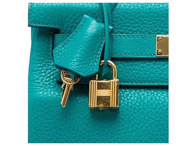 Hermès Blue Clemence Kelly II Retourne 28 Turchese - vista 6
