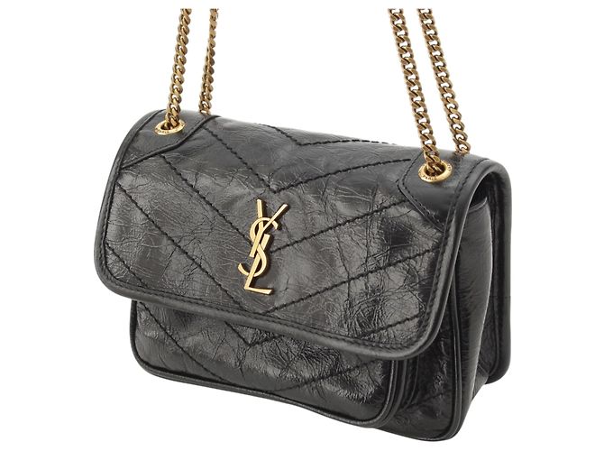 Saint Laurent Mini Niki in pelle di vitello grana grossa nera Nero - vista 2