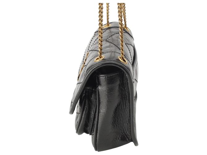 Saint Laurent Mini Niki in pelle di vitello grana grossa nera Nero - vista 3