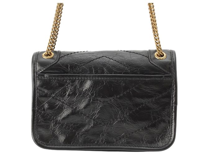 Saint Laurent Mini Niki in pelle di vitello grana grossa nera Nero - vista 4