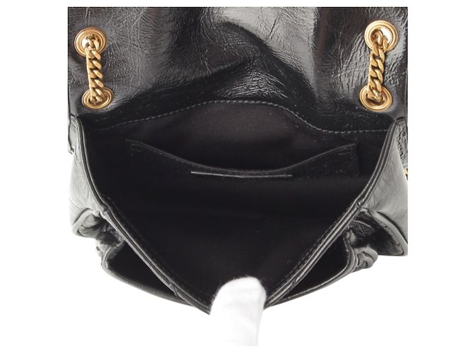 Saint Laurent Mini Niki in pelle di vitello grana grossa nera Nero - vista 6