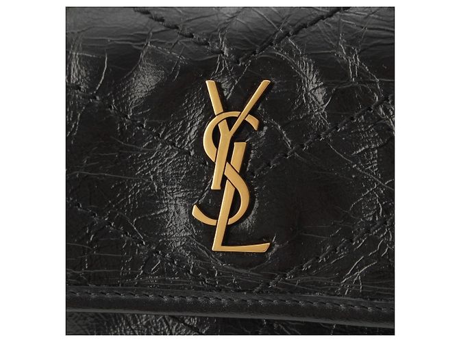 Saint Laurent Mini Niki in pelle di vitello grana grossa nera Nero - vista 8