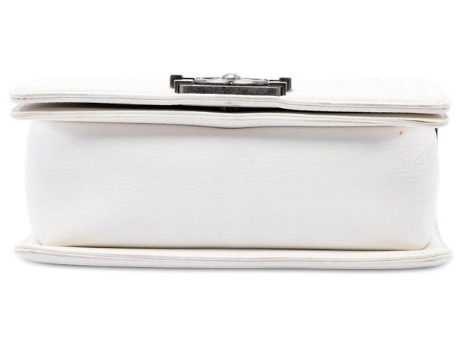 Chanel White Small Calfskin Double Stitch Boy Flap Bianco - vista 3