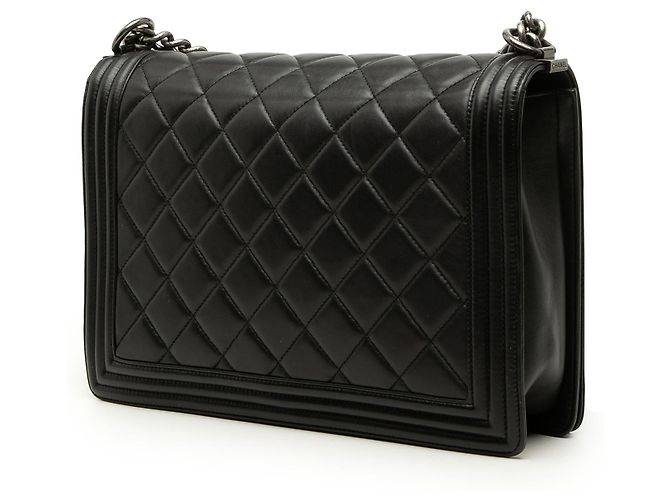Chanel Black Large Quilted Lambskin Boy Flap Nero - vista 2