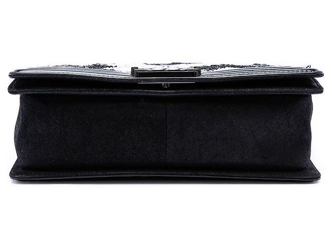 Chanel Black Old Medium Sequin And Patent Boy Flap Nero - Ansicht 3