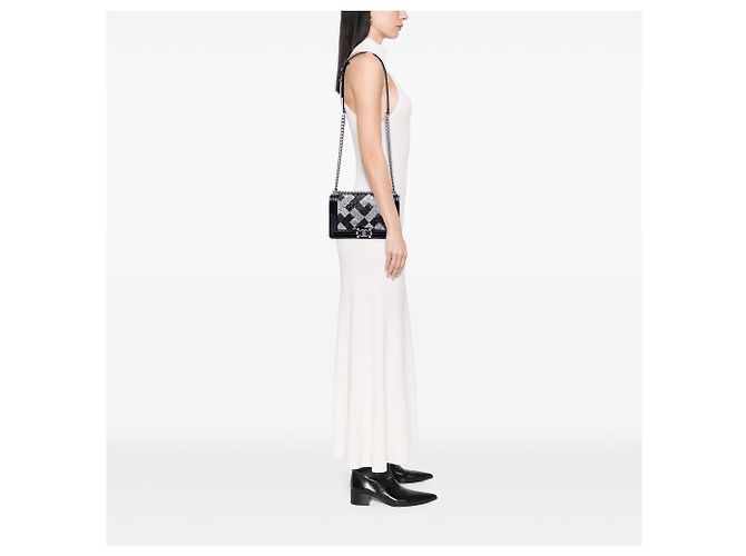 Chanel Black Old Medium Sequin And Patent Boy Flap Nero - Ansicht 6
