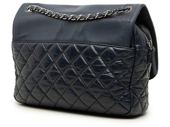 Chanel Blue Quilted Calfskin Easy Zip Flap Blu navy - vista 2