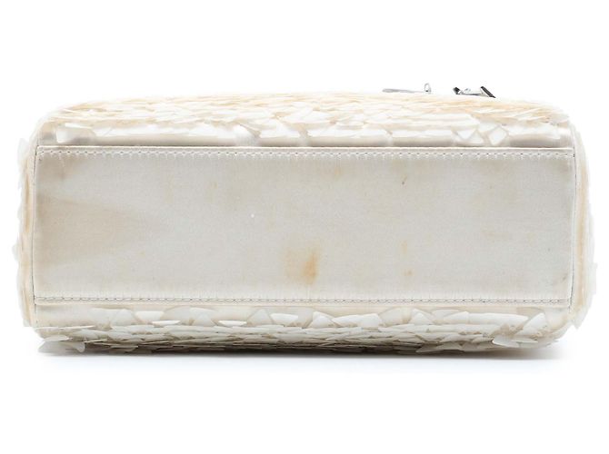 Dior Mini Lady Dior in pelle d'agnello satinata bianca decorata Bianco - vista 3