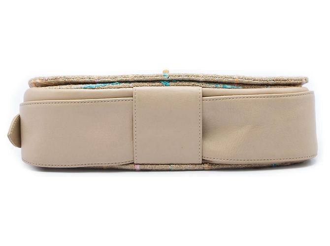 Borsa Chanel Mademoiselle in Tweed Beige Chocolate Bar - vista 3