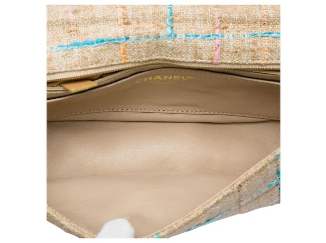 Borsa Chanel Mademoiselle in Tweed Beige Chocolate Bar - vista 4