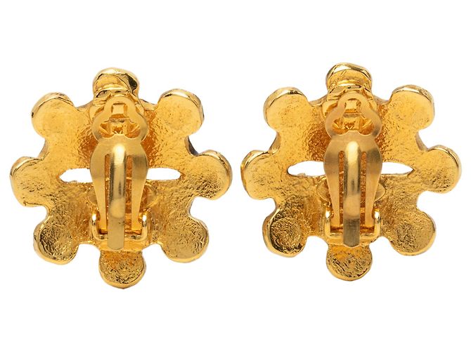 Orecchini a clip Chanel Gold CC placcati in oro con fiore D'oro - vista 2