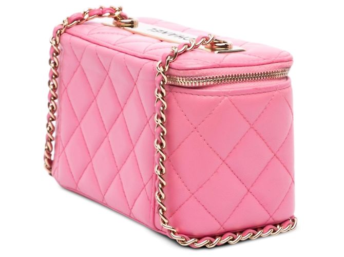 Chanel Trendy CC Vanity Case Small aus gestepptem Lammleder in Rosa mit Kette Pink - Ansicht 2