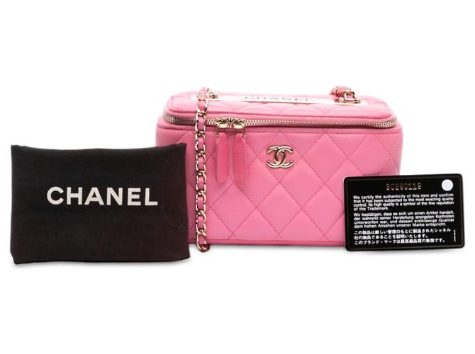 Chanel Trendy CC Vanity Case Small aus gestepptem Lammleder in Rosa mit Kette Pink - Ansicht 7