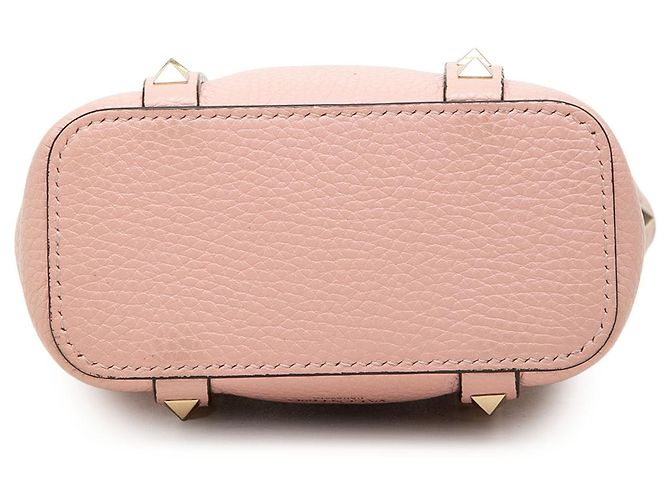 Tote Valentino Rockstud em couro de bezerro granulado rosa com corrente - vista 3
