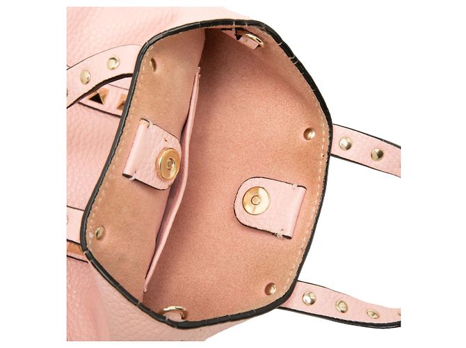 Tote Valentino Rockstud em couro de bezerro granulado rosa com corrente - vista 5
