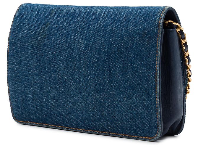 Portafoglio Chanel Blue CC Denim Wallet On Chain - vista 2