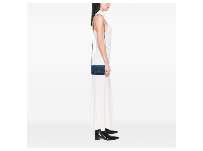Portafoglio Chanel Blue CC Denim Wallet On Chain - vista 6