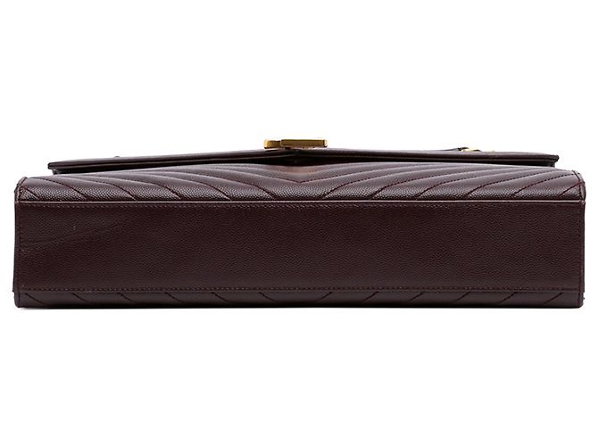 Borsa a Busta Saint Laurent Red Large Chevron Grain de Poudre Monogram Rosso Bordò - vista 3
