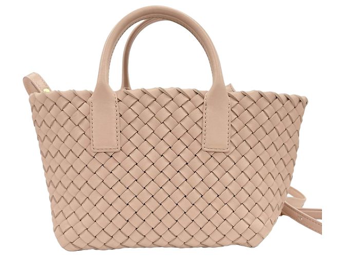 Mini Cabat Tote Bottega Veneta in nappa Intreccio rosa - vista 2
