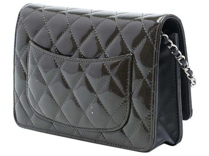 Chanel Gray CC Quilted Patent Wallet On Chain Braun Anthrazitgrau - Ansicht 2