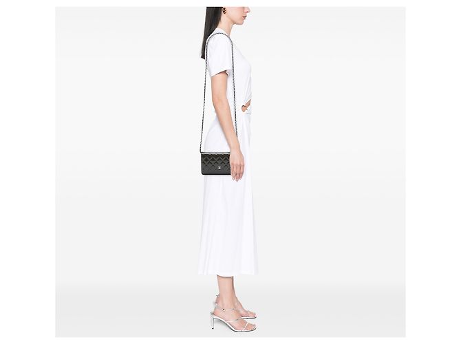 Chanel Gray CC Quilted Patent Wallet On Chain Braun Anthrazitgrau - Ansicht 6