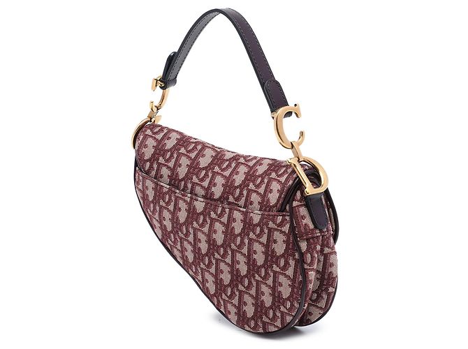 Mini borsa Saddle Dior in tela Oblique rossa Rosso Bordò - vista 2