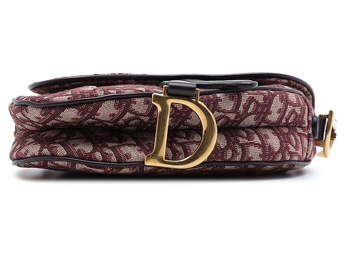 Mini borsa Saddle Dior in tela Oblique rossa Rosso Bordò - vista 3