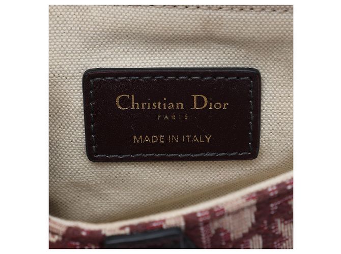Mini borsa Saddle Dior in tela Oblique rossa Rosso Bordò - vista 5