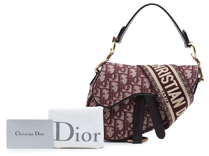 Mini borsa Saddle Dior in tela Oblique rossa Rosso Bordò - vista 8