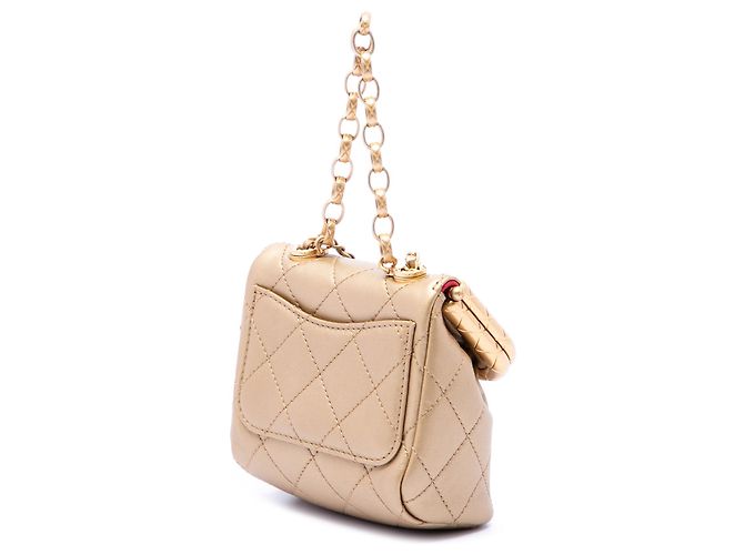 Borsa My Crush Chanel in pelle d'agnello micro matelassé dorata D'oro - vista 2