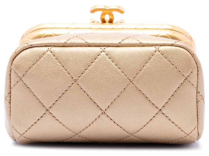 Borsa My Crush Chanel in pelle d'agnello micro matelassé dorata D'oro - vista 3