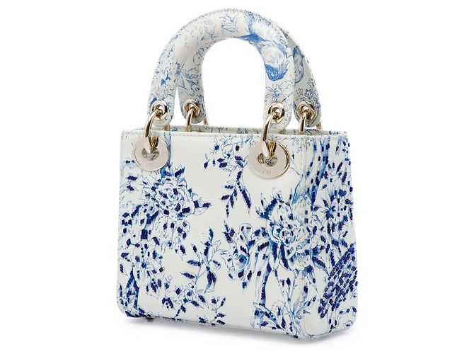 Dior Mini Lady Dior Jardin D Hiver in vitello perlinato bianco - vista 2