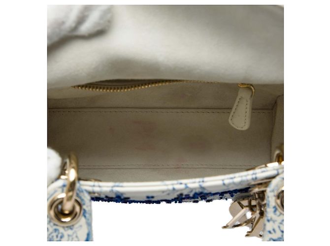Dior Mini Lady Dior Jardin D Hiver in vitello perlinato bianco - vista 4