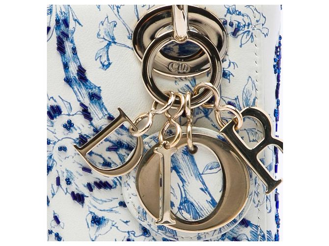 Dior Mini Lady Dior Jardin D Hiver in vitello perlinato bianco - vista 5