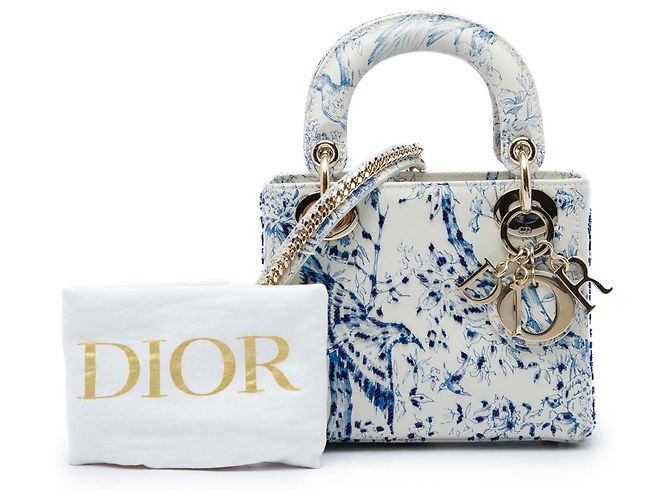 Dior Mini Lady Dior Jardin D Hiver in vitello perlinato bianco - vista 7