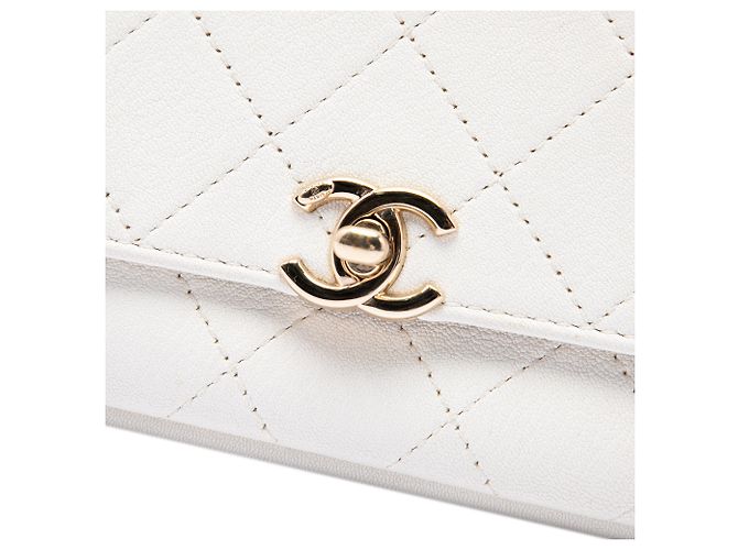 Chanel White CC Quilted Goatskin Casual Trip Flap Weiß - Ansicht 5