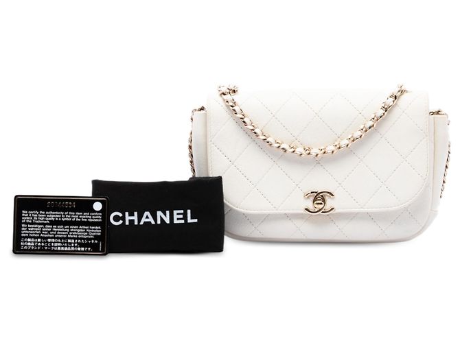 Chanel White CC Quilted Goatskin Casual Trip Flap Weiß - Ansicht 7