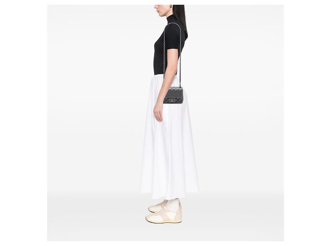 Chanel Gray Mini Square Classic Iridescent Lambskin Single Flap Marrone Grigio antracite - vista 6