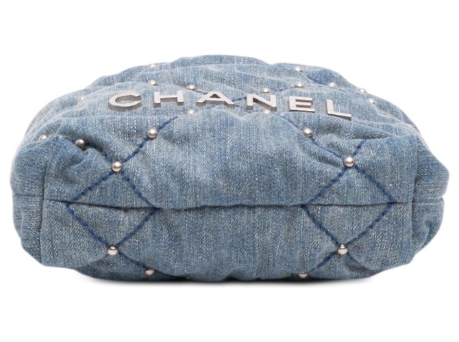 Borsa Chanel Blue Mini Denim Studded 22 - vista 3