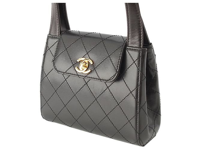 Chanel Black Mini CC Quilted Lambskin Top Handle Flap Nero - vista 2