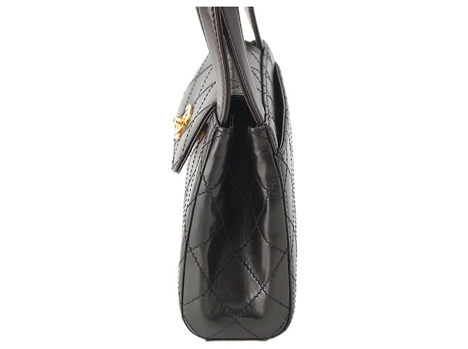 Chanel Black Mini CC Quilted Lambskin Top Handle Flap Nero - vista 3