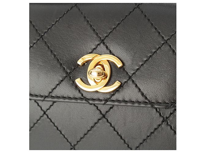 Chanel Black Mini CC Quilted Lambskin Top Handle Flap Nero - vista 9