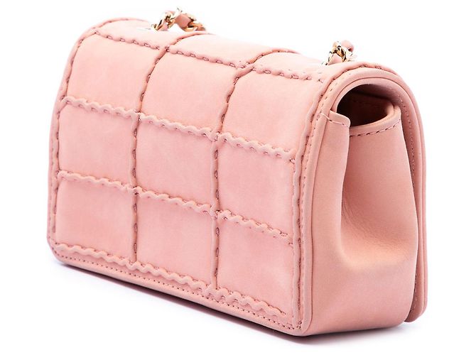 Chanel Mini Reissue 2.55 Flap in pelle d'agnello iridescente rosa, trapuntata Chocolate Bar - vista 2