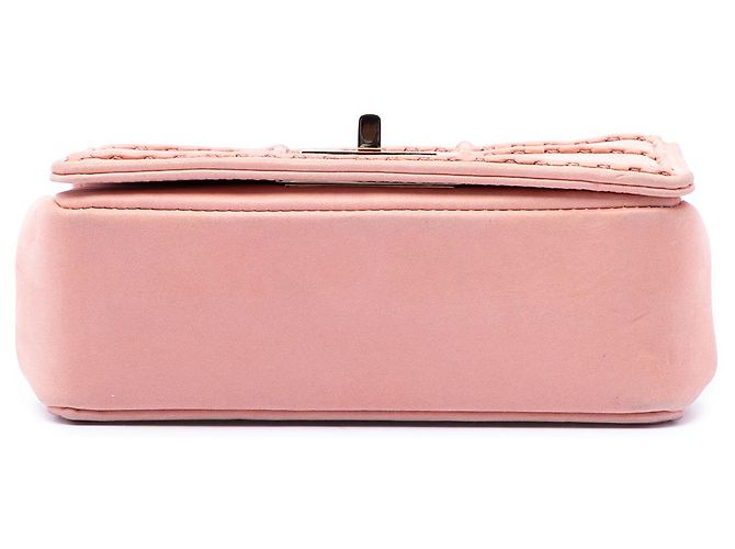 Chanel Mini Reissue 2.55 Flap in pelle d'agnello iridescente rosa, trapuntata Chocolate Bar - vista 3
