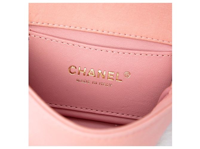 Chanel Mini Reissue 2.55 Flap in pelle d'agnello iridescente rosa, trapuntata Chocolate Bar - vista 5