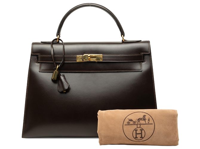Hermès Brown Box Calf Kelly II Sellier 32 Marrone Marrone scuro - vista 7
